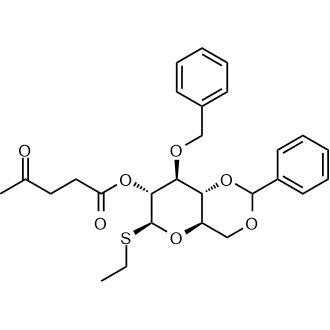 (4AR,6S,7R,8S,8aR)-8-(benzyloxy)-6-(ethylthio)-2-phenylhexahydropyrano[3,2-d][1,3]dioxin-7-yl 4-oxopentanoate Chemical Structure