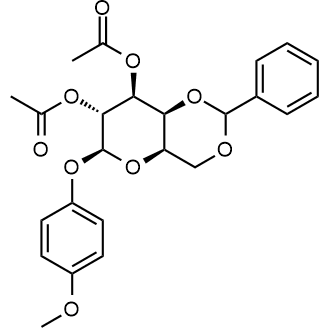 (4AR,6S,7R,8S,8aS)-6-(4-methoxyphenoxy)-2-phenylhexahydropyrano[3,2-d][1,3]dioxine-7,8-diyl diacetate Chemische Struktur