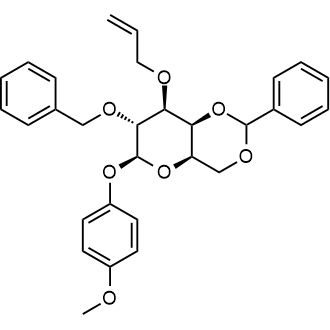 (4AR,6S,7R,8S,8aS)-8-(allyloxy)-7-(benzyloxy)-6-(4-methoxyphenoxy)-2-phenylhexahydropyrano[3,2-d][1,3]dioxine 化学構造