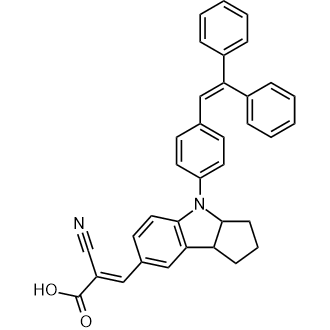 (E)-2-Cyano-3-(4-(4-(2,2-diphenylvinyl)phenyl)-1,2,3,3a,4,8b-hexahydrocyclopenta[b]indol-7-yl)acrylic acid Chemical Structure