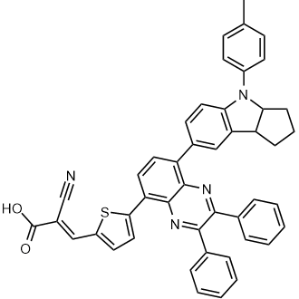 (E)-2-Cyano-3-(5-(2,3-diphenyl-8-(4-(p-tolyl)-1,2,3,3a,4,8b-hexahydrocyclopenta[b]indol-7-yl)quinoxalin-5-yl)thiophen-2-yl)acrylic acid 化学構造