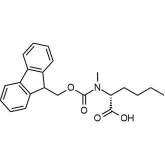 (R)-2-((((9H-Fluoren-9-yl)methoxy)carbonyl)(methyl)amino)hexanoic acid 化学構造