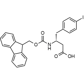 (R)-3-((((9H-Fluoren-9-yl)methoxy)carbonyl)amino)-4-(4-iodophenyl)butanoic acid Chemical Structure