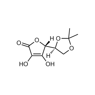 (R)-5-((S)-2,2-Dimethyl-1,3-dioxolan-4-yl)-3,4-dihydroxyfuran-2(5H)-one 化学構造