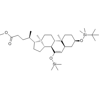 (R)-Methyl4-((3R,5S,8S,9S,10S,13R,14S,17R)-3-(tert-butyldimethylsilyloxy)-10,13-dimethyl-7-(trimethylsilyloxy)-2,3,4,5,8,9,10,11,12,13,14,15,16,17-Tetradecahydro-1H-cyclopenta[a]phenanthren-17-yl)pentanoate Chemical Structure