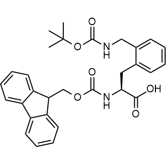 (S)-2-((((9H-Fluoren-9-yl)methoxy)carbonyl)amino)-3-(2-(((tert-butoxycarbonyl)amino)methyl)phenyl)propanoic acid Chemische Struktur