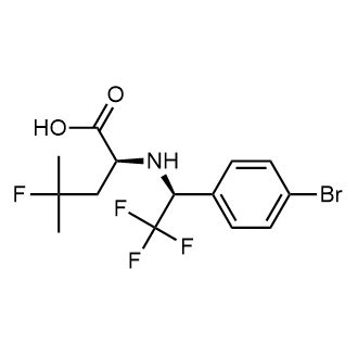 (S)-2-((S)-1-(4-bromophenyl)-2,2,2-trifluoroethylamino)-4-fluoro-4-methylpentanoic acid Chemical Structure