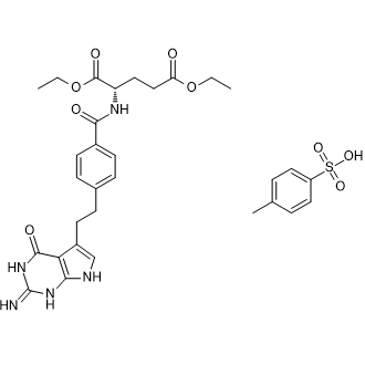 (S)-Diethyl 2-(4-(2-(2-amino-4-oxo-4,7-dihydro-3H-pyrrolo[2,3-d]pyrimidin-5-yl)ethyl)benzamido)pentanedioate 4-methylbenzenesulfonate Chemical Structure