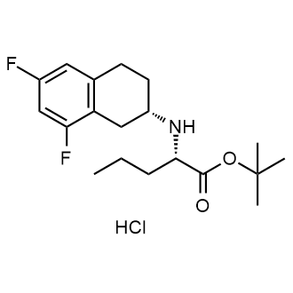 (S)-tert-butyl 2-(((S)-6,8-difluoro-1,2,3,4-tetrahydronaphthalen-2-yl)amino)pentanoate hydrochloride Chemische Struktur