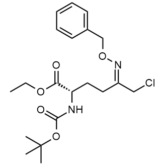 (S,E)-ethyl 5-((benzyloxy)imino)-2-((tert-butoxycarbonyl)amino)-6-chlorohexanoate 化学構造