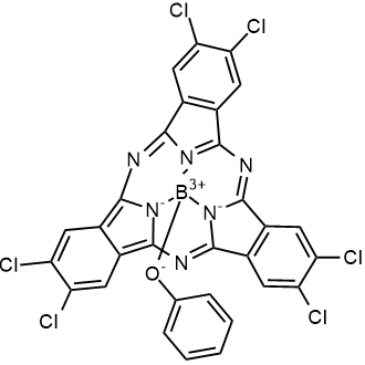 (T-4)-[2,3,9,10,16,17-Hexachloro-7,12:14,19-diimino-21,5-nitrilo-5H-tribenzo[c,h,m][1,6,11]triazacyclopentadecinato(2-)-κN22,κN23,κN24]phenoxyboron Chemical Structure