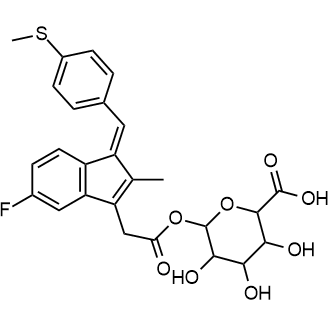 (Z)-6-(2-(5-fluoro-2-methyl-1-(4-(methylthio)benzylidene)-1H-inden-3-yl)acetoxy)-3,4,5-trihydroxytetrahydro-2H-pyran-2-carboxylic acid التركيب الكيميائي