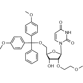 1-((2R,3R,4R,5R)-5-((Bis(4-methoxyphenyl)(phenyl)methoxy)methyl)-4-hydroxy-3-(2-methoxyethoxy)tetrahydrofuran-2-yl)pyrimidine-2,4(1H,3H)-dione Chemical Structure