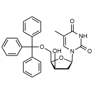 1-((2R,4R,5R)-4-Hydroxy-5-((trityloxy)methyl)tetrahydrofuran-2-yl)-5-methylpyrimidine-2,4(1H,3H)-dione Chemische Struktur