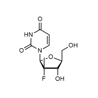 1-((2S,3S,4S,5S)-3-fluoro-4-hydroxy-5-(hydroxymethyl)-3-methyltetrahydrofuran-2-yl)pyrimidine-2,4(1H,3H)-dione Chemische Struktur