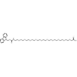 1-(9H-Fluoren-9-yl)-3-oxo-2,7,10,13,16,19,22,25,28,31,34-undecaoxa-4-azahexatriacontan-36-oic acid Chemische Struktur