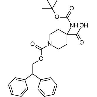 1-(9H-Fluoren-9-ylmethoxycarbonyl)-4-[(2-methylpropan-2-yl)oxycarbonylamino]piperidine-4-carboxylic acid Chemische Struktur