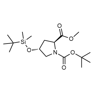 1-(tert-Butyl) 2-methyl (2S,4R)-4-((tert-butyldimethylsilyl)oxy)pyrrolidine-1,2-dicarboxylate Chemische Struktur