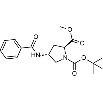 1-(tert-Butyl) 2-methyl (2S,4R)-4-benzamidopyrrolidine-1,2-dicarboxylate Chemische Struktur