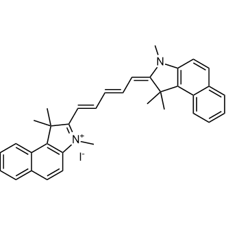 1,1,3-Trimethyl-2-((1E,3E,5E)-5-(1,1,3-trimethyl-1H-benzo[e]indol-2(3H)-ylidene)penta-1,3-dien-1-yl)-1H-benzo[e]indol-3-ium iodide Chemical Structure