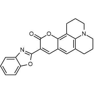 10-(Benzo[d]oxazol-2-yl)-2,3,6,7-tetrahydro-1H-pyrano[2,3-f]pyrido[3,2,1-ij]quinolin-11(5H)-one التركيب الكيميائي