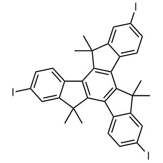 10,15-Dihydro-2,7,12-triiodo-5,5,10,10,15,15-hexamethyl-5H-tribenzo[a,f,k]trindene 化学構造