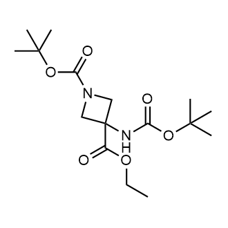 1-tert-Butyl 3-ethyl 3-{[(tert-butoxy)carbonyl]amino}azetidine-1,3-dicarboxylate Chemische Struktur