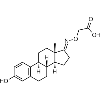 2-((((8R,9S,13S,14S,E)-3-Hydroxy-13-methyl-6,7,8,9,11,12,13,14,15,16-decahydro-17H-cyclopenta[a]phenanthren-17-ylidene)amino)oxy)acetic acid Chemische Struktur