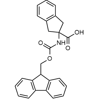 2-((((9H-Fluoren-9-yl)methoxy)carbonyl)amino)-2,3-dihydro-1H-indene-2-carboxylic acid Chemische Struktur