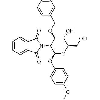 2-((2S,3R,4R,5S,6R)-4-(benzyloxy)-5-hydroxy-6-(hydroxymethyl)-2-(4-methoxyphenoxy)tetrahydro-2H-pyran-3-yl)isoindoline-1,3-dione Chemical Structure