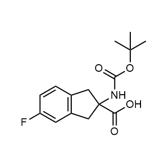 2-((tert-Butoxycarbonyl)amino)-5-fluoro-2,3-dihydro-1H-indene-2-carboxylic acid Chemical Structure