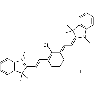 2-(2-(2-Chloro-3-(2-(1,3,3-trimethylindolin-2-ylidene)ethylidene)cyclohex-1-en-1-yl)vinyl)-1,3,3-trimethyl-3H-indol-1-ium iodide Chemical Structure