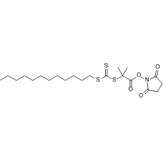 2-(Dodecylthiocarbonothioylthio)-2-methylpropionic acid N-hydroxysuccinimide ester Chemische Struktur