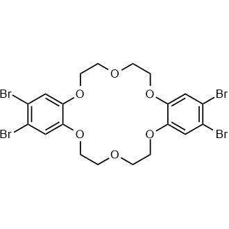 2,3,13,14-Tetrabromo-6,7,9,10,17,18,20,21-octahydrodibenzo[b,k][1,4,7,10,13,16]hexaoxacyclooctadecine Chemical Structure