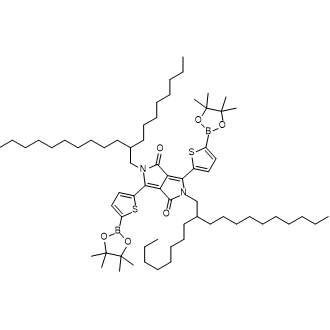 2,5-Bis(2-octyldodecyl)-3,6-bis(5-(4,4,5,5-tetramethyl-1,3,2-dioxaborolan-2-yl)thiophen-2-yl)-2,5-dihydropyrrolo[3,4-c]pyrrole-1,4-dione 化学構造