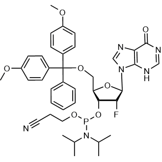 2'-Deoxy-5'-O-(4,4'-dimethoxytrityl)-2'-fluoro inosine 3'-CED phosphoramidite التركيب الكيميائي