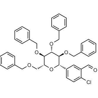 2-Chloro-5-[(2S,3S,4R,5R,6R)-3,4,5-tribenzyloxy-6-(benzyloxymethyl)tetrahydropyran-2-yl]benzaldehyde التركيب الكيميائي