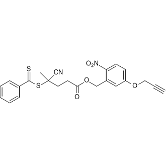 2-Nitro-5-(prop-2-yn-1-yloxy)benzyl 4-cyano-4-((phenylcarbonothioyl)thio)pentanoate Chemical Structure