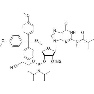 3'-O-tert-Butyldimethylsilyl-5'-O-DMT-N2-isobutyrylguanosine 2'-CE phosphoramidite Chemische Struktur