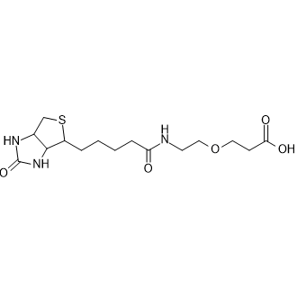 3-(2-(5-(2-Oxohexahydro-1H-thieno[3,4-d]imidazol-4-yl)pentanamido)ethoxy)propanoic acid Chemical Structure