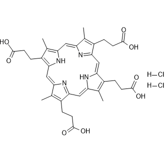 3,3',3'',3'''-(3,8,13,17-Tetramethylporphyrin-2,7,12,18-tetrayl)tetrapropionic acid dihydrochloride التركيب الكيميائي