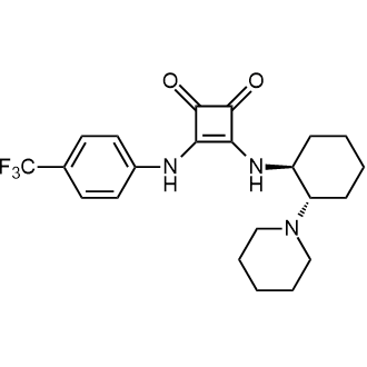 3-[[(1S,2S)-2-(1-Piperidinyl)cyclohexyl]amino]-4-[[4-(trifluoromethyl)phenyl]amino]-3-cyclobutene-1,2-dione 化学構造