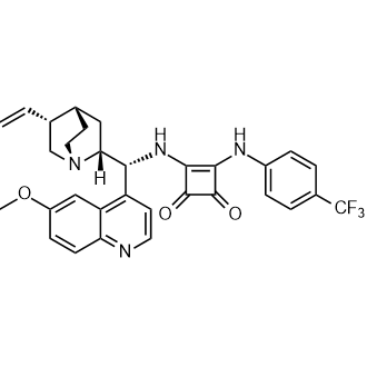 3-[[(9R)-6'-Methoxycinchonan-9-yl]amino]-4-[[4-(trifluoromethyl)phenyl]amino]-3-cyclobutene-1,2-dione Chemical Structure