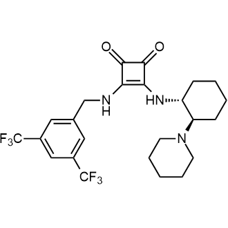 3-[[[3,5-Bis(trifluoromethyl)phenyl]methyl]amino]-4-[[(1R,2R)-2-(1-piperidinyl)cyclohexyl]amino]-3-cyclobutene-1,2-dione Chemical Structure