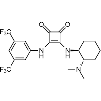 3-[[3,5-Bis(trifluoromethyl)phenyl]amino]-4-[[(1S,2S)-2-(dimethylamino)cyclohexyl]amino]-3-cyclobutene-1,2-dione Chemische Struktur