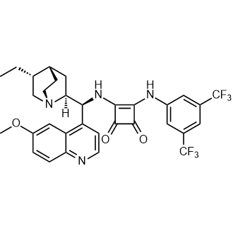 3-[[3,5-Bis(trifluoromethyl)phenyl]amino]-4-[[(8α,9S)-10,11-dihydro-6'-methoxycinchonan-9-yl]amino]-3-cyclobutene-1,2-dione Chemical Structure