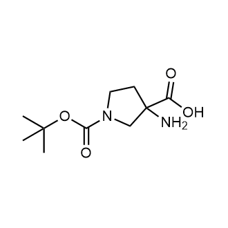 3-Amino-1-(tert-butoxycarbonyl)pyrrolidine-3-carboxylic acid 化学構造