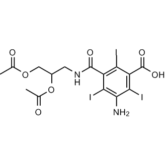 3-Amino-5-[[[2,3-bis(acetyloxy)propyl]amino]carbonyl]-2,4,6-triiodo-benzoic acid Chemische Struktur