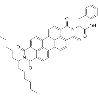 3-Phenyl-2-(1,3,8,10-tetraoxo-9-(tridecan-7-yl)-3,8,9,10-tetrahydroanthra[2,1,9-def:6,5,10-d'e'f']diisoquinolin-2(1H)-yl)propanoic acid 化学構造