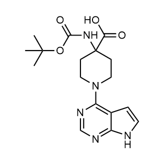 4-((tert-Butoxycarbonyl)amino)-1-(7H-pyrrolo[2,3-d]pyrimidin-4-yl)piperidine-4-carboxylic acid التركيب الكيميائي